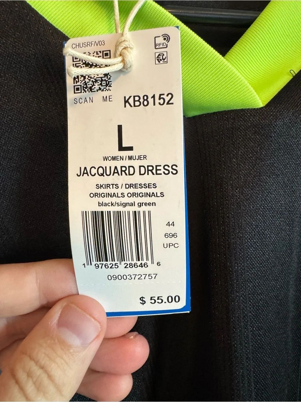Adidas Originals Women’s Black Jacquard Size Large Dress. KB8152. NWT